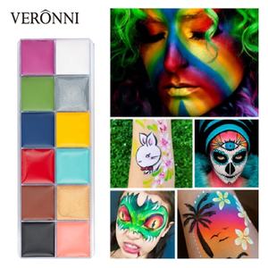 Body Painting Play Clown Fiesta <span class=keywords><strong>de</strong></span> Halloween Paleta <span class=keywords><strong>de</strong></span> maquillaje Pintura facial 12 Color Body Face Painted Palette - Product Image 1
