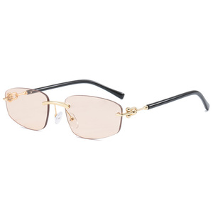 <b>Rimless</b> Rectangle <b>Sunglasses</b> UV400 Unisex Sun Protection Adult Fashion Style - Product Image 3