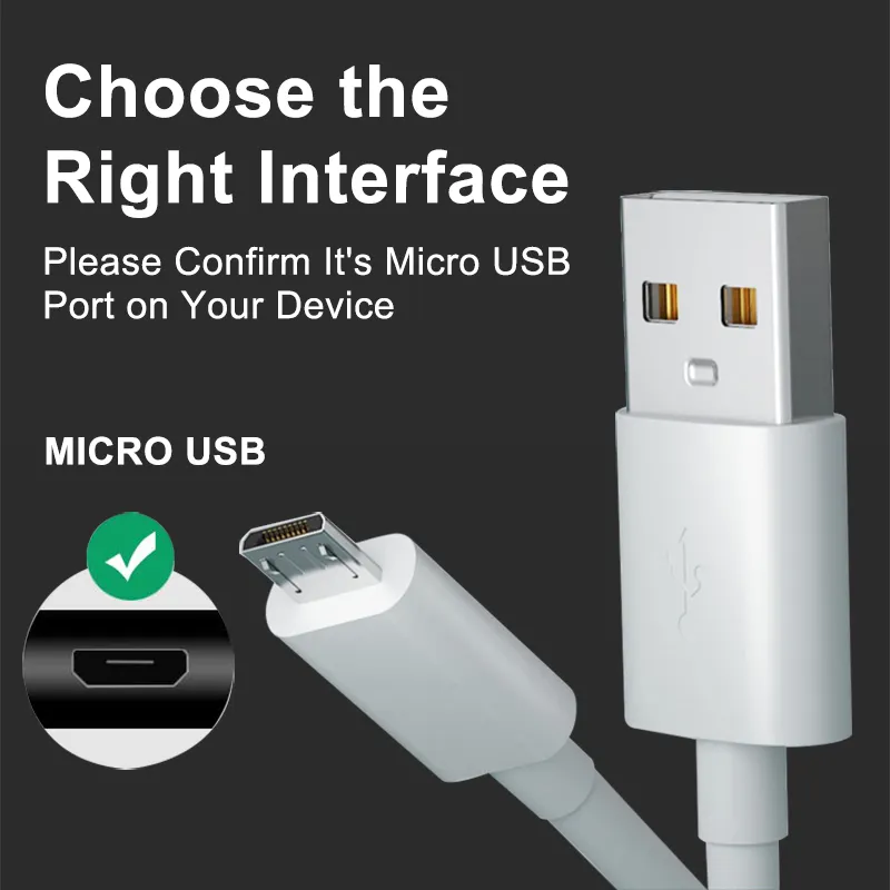 Preço de atacado Cabo de dados Micro USB de carregamento rápido para celular Android 1m PVC V8 Mini preto branco