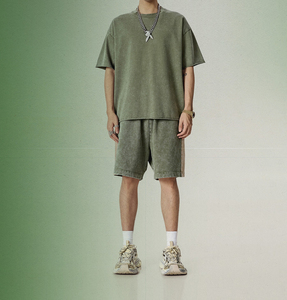 Novedades de Verano, Pantalones Cortos de Algodón 100% de 370 Gramos con Bloques de Color y Lavado Ácido para Hombre, Venta al Por Mayor Personalizada - Product Image 3