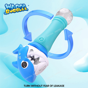 Ensemble de jouets de jeu en plein air pour enfants avec des baguettes à bulles et des souffleurs automatiques en plastique en forme de sirène/lapin/requin avec lumière LED - Product Image 5