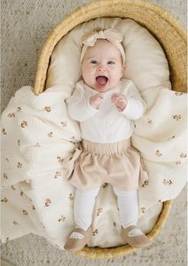 100% coton couleur unie impression mousseline Swaddle couverture 3pc-packing bébé dormir literie couverture - Product Image 5