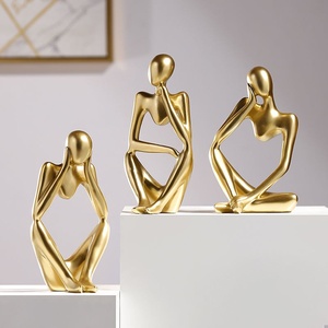 9.5 "düşünür heykeli 3 adet set altın reçine soyut heykel ev dekor için <span class=keywords><strong>Modern</strong></span> figürleri ofis masaüstü kitaplık şekil el sanatları - Product Image 1