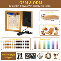 Boîte à lumière murale en bois personnalisée à 3 couleurs LED, avec variateur d'intensité, pour peinture lumineuse, décoration d'intérieur et cadre photo