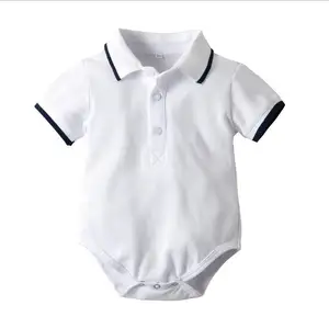 Baju Monyet Bayi Laki-laki, Baju Monyet Bayi Putih 100% Katun Pakaian Bayi Lengan Pendek Bodysuit Bayi