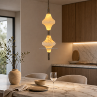 Lustre en albâtre espagnol à hauteur réglable, LED, en acier inoxydable, pour chambre principale et bar, avec garantie de 2 ans