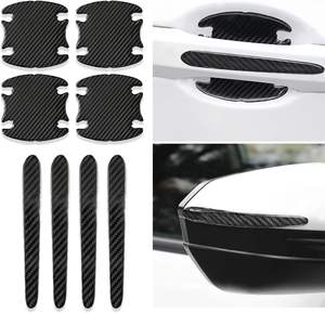 8pcs/set Stiker Pelindung Gagang Pintu Mobil Tekstur Serat Karbon Anti Gores Film Pelindung Gagang Mobil - Product Image 6