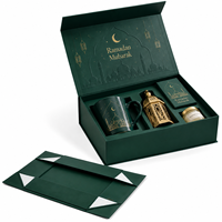 Boîte cadeau magnétique pliable personnalisée avec gaufrage vert foncé en papier recyclable pour l'emballage du Ramadan