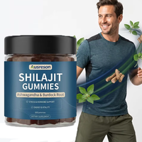 Gummies de Shilajit Ausreson OEM de haute qualité avec Ashwagandha, Racine de Bardane, Supplément Herbal, Mousse de Mer et Crinière de Lion