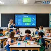 Интерактивная доска HRAY 86 дюймов с 40 точками касания для демонстраций научных курсов в начальной школе, поддержка OEM/ODM