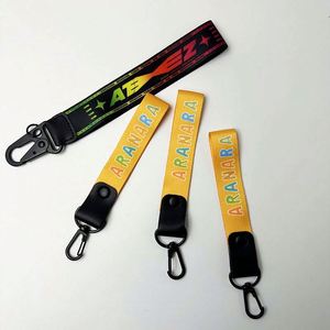 Custom Logo Motorcycle Keychain <b>Lanyard</b> Woven Tag Nylon <b>Polyester</b> Keyring Fabric <b>Lanyard</b> Promotional Carabiners & Keychains - Product Image 2