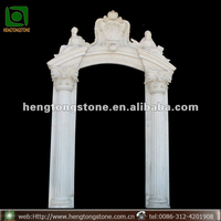 Porte d'entrée ronde en marbre naturel, sculpté à la main, Design européen