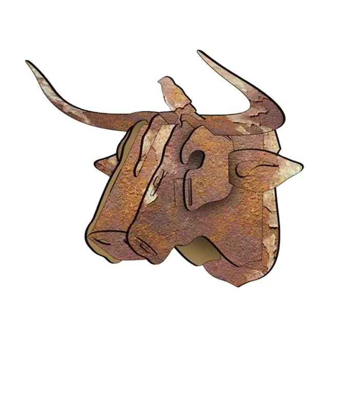 Custom 3D Laser Cutting MDF Wooden Antique Wall Arts Bull Puzzle Home Decorations Bedroom accessories