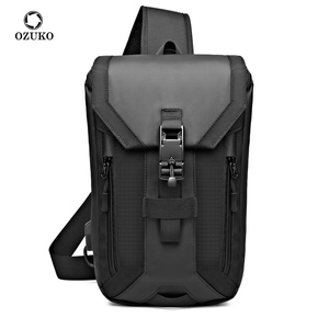<span class=keywords><strong>Ozuko</strong></span>-Bolso cruzado impermeable con Usb para hombre, <span class=keywords><strong>bandolera</strong></span> pequeña a la moda, para exteriores, 2023 - Product Image 2
