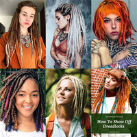 Extensions de cheveux Dreadlock en fibre haute température faites à la main Tressage au crochet Dreadlocks synthétiques Faux Locs Dreads 20-24 pouces