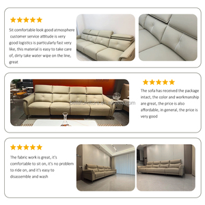 Sofá reclinable eléctrico sencillo y moderno con reposacabezas ajustable Tapicería de cuero genuino y marco de madera Capacidad para tres personas - Product Image 4