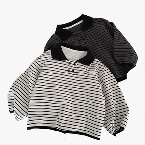 เสื้อโปโลเด็ก 2026 ฤดูใบไม้ผลิใหม่สไตล์เกาหลีลายทางแขนยาวเสื้อโปโลสำหรับเด็กผู้ชายเด็กผู้หญิงเด็กวัยหัดเดิน - Product Image 3