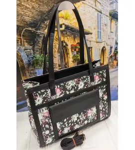 Sac fourre-tout en cuir véritable pour femme, couleur unie, avec broderie et fermeture éclair, durable pour toutes les saisons - Product Image 2