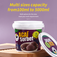 Offre Spéciale 1 litre de qualité alimentaire PP seau à crème glacée en plastique 1000ml poignée de conteneur congelé sûr recyclable impression personnalisée