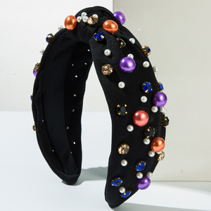 Diademas de Halloween para Mujer, Tela Coreana Anudada con Detalles de Diamantes de Imitación y Perlas - Product Image 4
