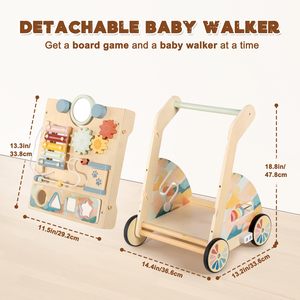 Trotteur Bébé en Bois Double Face 4 en 1 avec Grandes Roues, Aide à la <span class=keywords><strong>Marche</strong></span> et <span class=keywords><strong>Chariot</strong></span> Amovible - Product Image 4