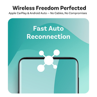 Navigateur GPS portable sans fil Apple CarPlay Android Auto avec écran tactile de 11,4 pouces, caméra arrière, cartes mondiales, garantie d'un an