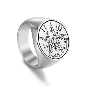 Anneau Viking du sceau des sept archanges, <span class=keywords><strong>secret</strong></span> de l'univers, anneaux pour hommes, acier inoxydable, talisman de Salomon, bijoux de la Kabbale - Product Image 2