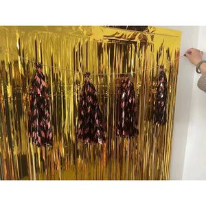 <b>Foil</b> Fringe <b>Curtain</b> Party Decor For New Year Thanksgiving Back To School Valentine's Day Ramadan Gold Tassel Garland - Product Image 3