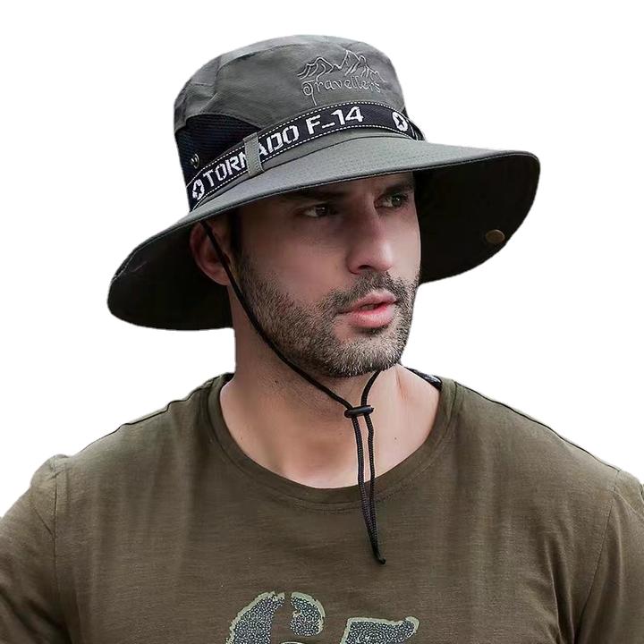 flat brim hiking hat