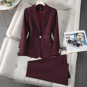 Women's Suit Set Full Sleeve Satin Formal Autumn Anti-Wrinkle Work Uniform - Product Image 2