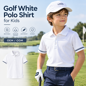 Polo blanc pour enfants, logo personnalisé, polo de golf pour garçons, respirant, anti-humidité, manches courtes, uniforme sportif OEM ODM - Product Image 1