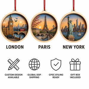 Ornement personnalisé en contreplaqué peuplier de 3 mm découpé au laser, représentant la silhouette de <span class=keywords><strong>Londres</strong></span> avec le Big Ben, pour la décoration de la maison ou en voyage, conforme à la norme CPSC, DDP - Product Image 6