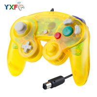 Manette de jeu filaire transparente avec moteur de vibration et point unique pour GameCube NGC Joystick