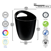 Ember Es Plastik Anti Pecah 3L dengan Logo Custom, Bebas BPA, Dapat Digunakan Kembali, Pendingin Anggur & Sampanye dengan Pegangan