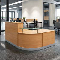Bureaux de réception modernes en forme de L en bois écologiques pour salon de beauté, salle de sport, bureau et hôtel à usage commercial