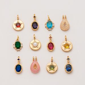 Collar con colgante de 12 piedras de nacimiento de acero inoxidable DIY básico, forma de mariposa, cadena suelta básica en stock, color oro 18K, con acabado al vacío en horno - Product Image 1