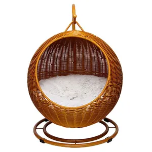 Luxury Cooling Pet Bed Rattan Bed Frame Hammock Hanging Basket Comfortable Cooling Cat Bed For Cats