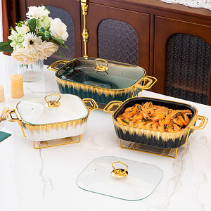 Plat à friture en céramique oblong salade <span class=keywords><strong>de</strong></span> fruits <span class=keywords><strong>de</strong></span> <span class=keywords><strong>mer</strong></span> <span class=keywords><strong>plateau</strong></span> <span class=keywords><strong>de</strong></span> service garder les aliments au chaud avec support ensemble <span class=keywords><strong>de</strong></span> vaisselle <span class=keywords><strong>de</strong></span> restaurant <span class=keywords><strong>de</strong></span> buffet <span class=keywords><strong>de</strong></span> mariage - Product Image 5