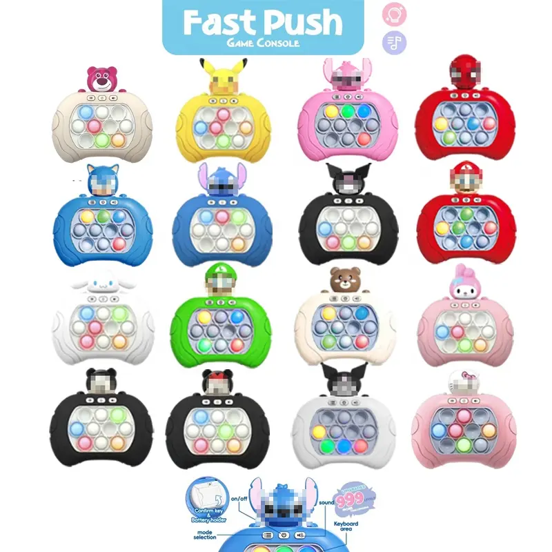 2024 New Fast Push Spielkonsole Popit elektronisches Popping-Spiel elektronisches Light Up Whack a Mole Schnell-Push-Spiel