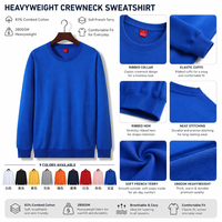 Sweat-shirt oversize streetwear uni 280 g/m² 83 % coton peigné molleton bouclette col rond 9 couleurs disponibles Homme Femme Pull