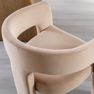 Sedie da soggiorno in tessuto di velluto moderno con schienale aperto a botte sedie laterali da cucina poltrone con accento <span class=keywords><strong>per</strong></span> <span class=keywords><strong>camera</strong></span> - Product Image 3