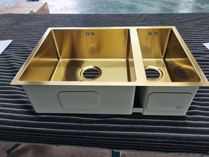 Évier de cuisine commercial fait à la main, grand double bac, acier inoxydable 304, forme carrée, sous plan, avec robinet en option - Product Image 6