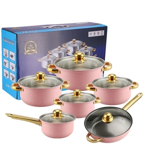 Nhà Máy Bán buôn 6 cái thép không gỉ vàng <span class=keywords><strong>capsulated</strong></span> không dính <span class=keywords><strong>Cookware</strong></span> sets cảm ứng dưới nấu ăn chậu chảo để sử dụng nhà - Product Image 2