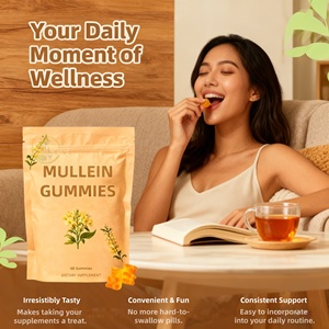مكمل غذائي من مستخلص أوراق نبات المولين على شكل حلوى جومي خالية من السكر، 60 قطعة، تصنيع حسب الطلب - Product Image 4