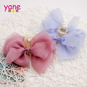 Venta al por mayor de pinzas para el pelo de estilo coreano con pinzas para el nudo del lazo de gasa, pinzas acrílicas de tiburón para niñas - Product Image 3