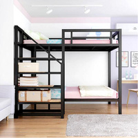 Lit superposé en acier avec escalier et rangement, vente chaude