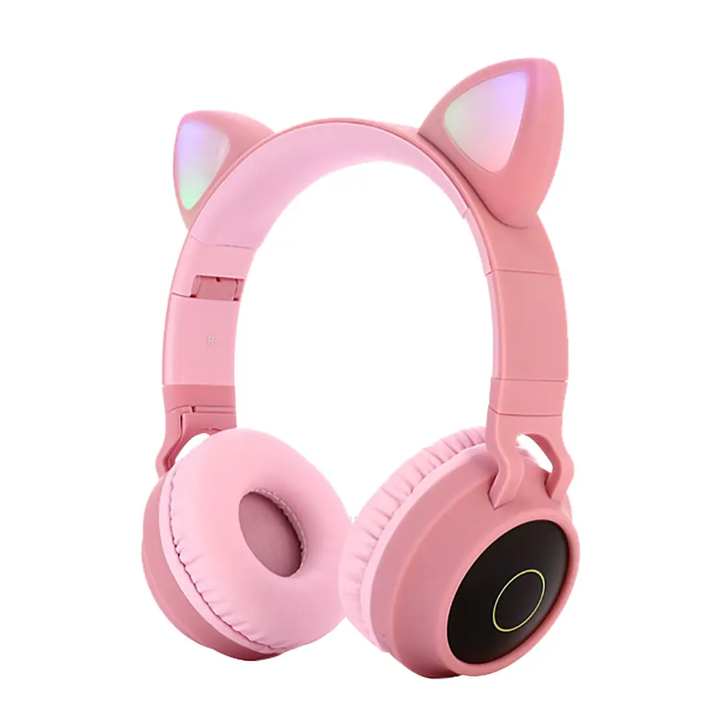 Kids Headphones LED light Cat Ears Headset Wireless Earphone HIFI Stereo Bass Child headphone with microphone