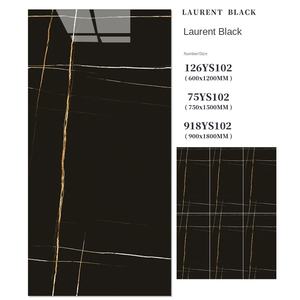 กระเบื้องพอร์ซเลนลายหินสีดำเงา ZQT KTV-01 ขนาด 750x1500 มม. สำหรับใช้ตกแต่งภายในห้องนั่งเล่น คาราโอเกะ บาร์ และห้างสรรพสินค้า - Product Image 2