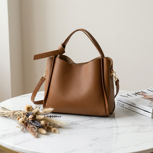 Textured PU Bucket Bag Women's Shoulder <b>Handbag</b> Zipper Crossbody Purse <b>Medium</b> Capacity for Daily Travel - Product Image 3