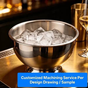 Bol à champagne en acier inoxydable, grand seau à glace rond en métal plaqué, seau à bière pour bar à champagne KTV, seau à boissons sous vide - Product Image 1